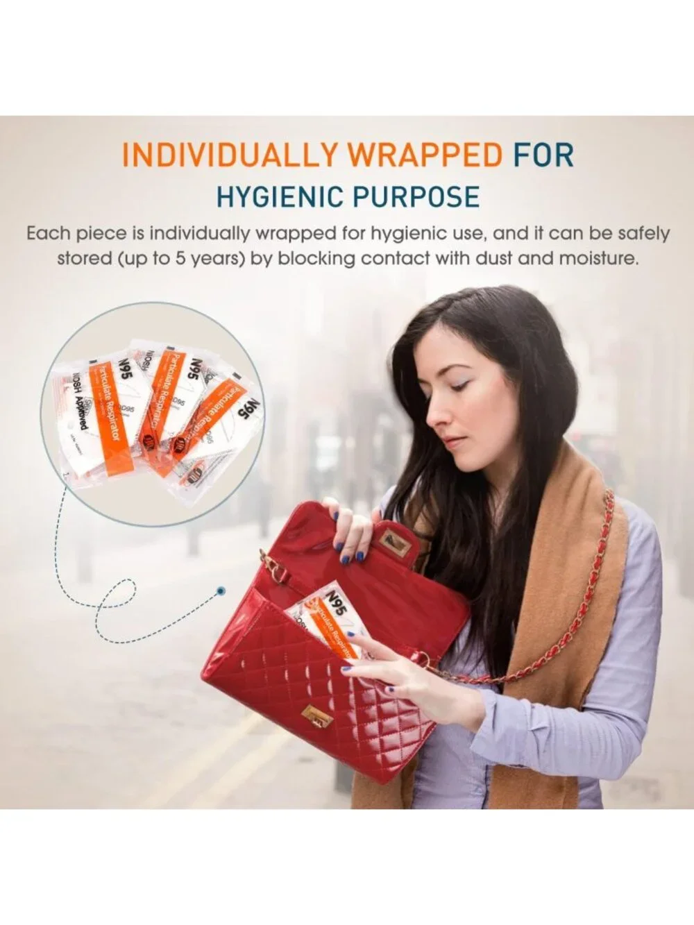 50-Pack N95 Respirator Masks - NIOSH Approved, Individually Wrapped, Universal
